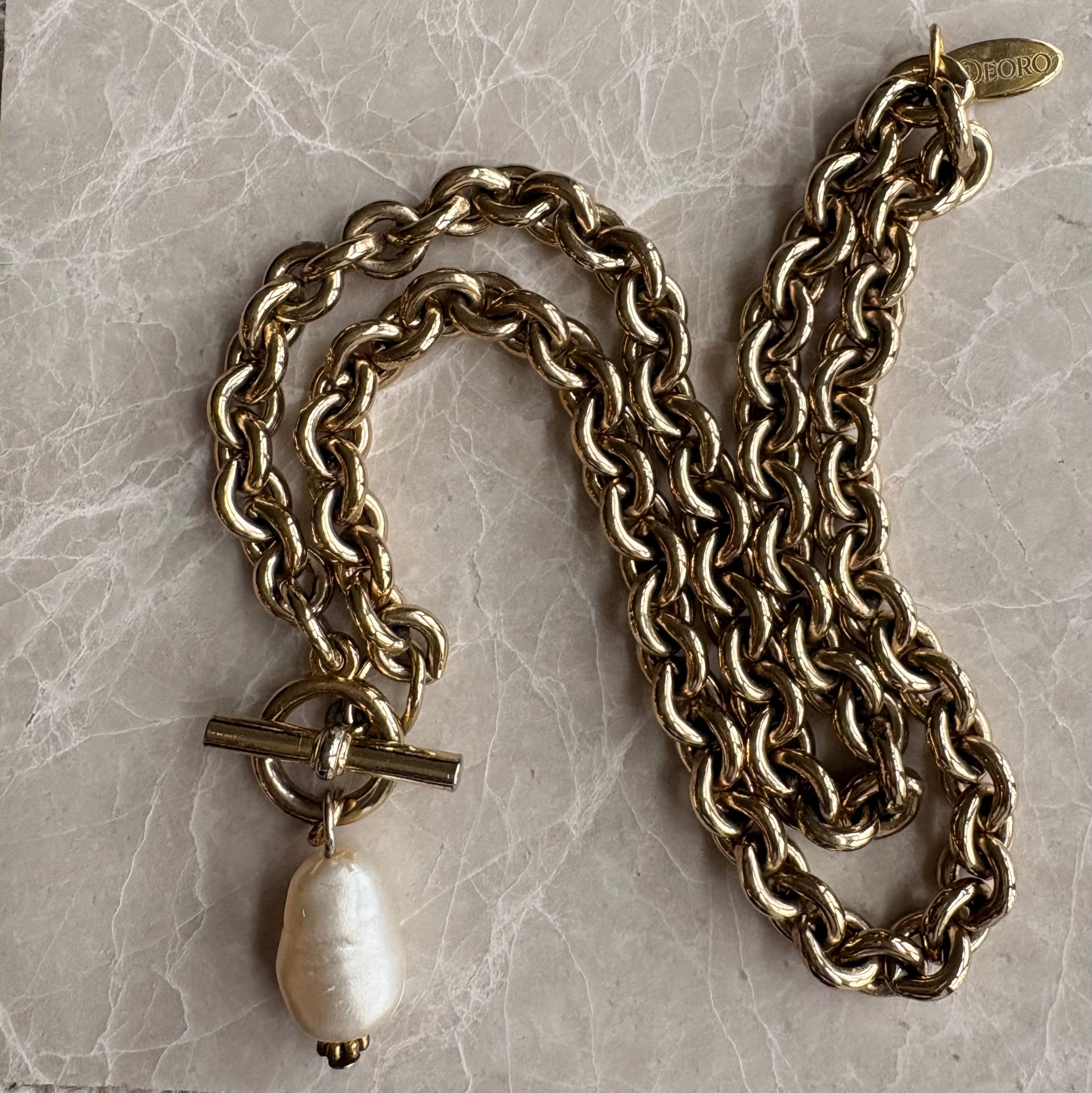 Freshwater Pearl Drop T Bar Necklace