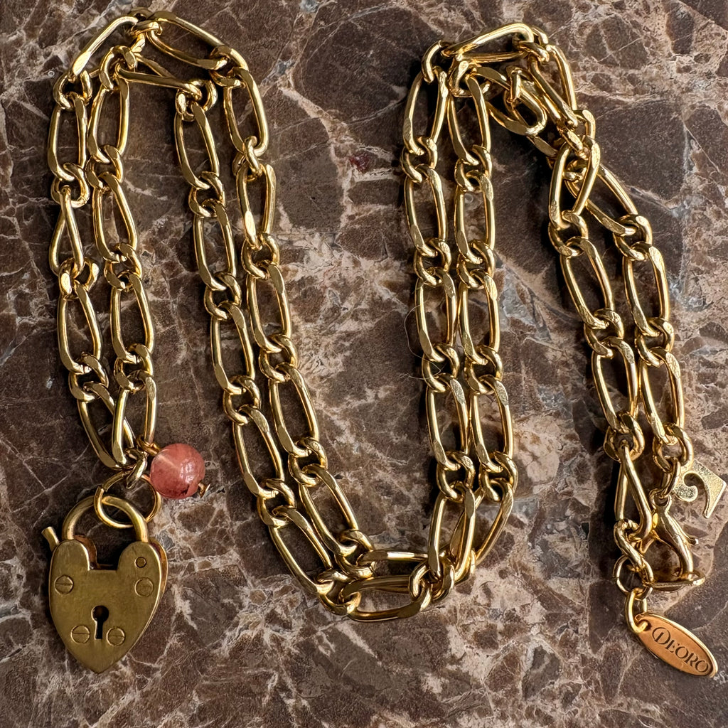 Vintage Heart Lock Pendant Necklace