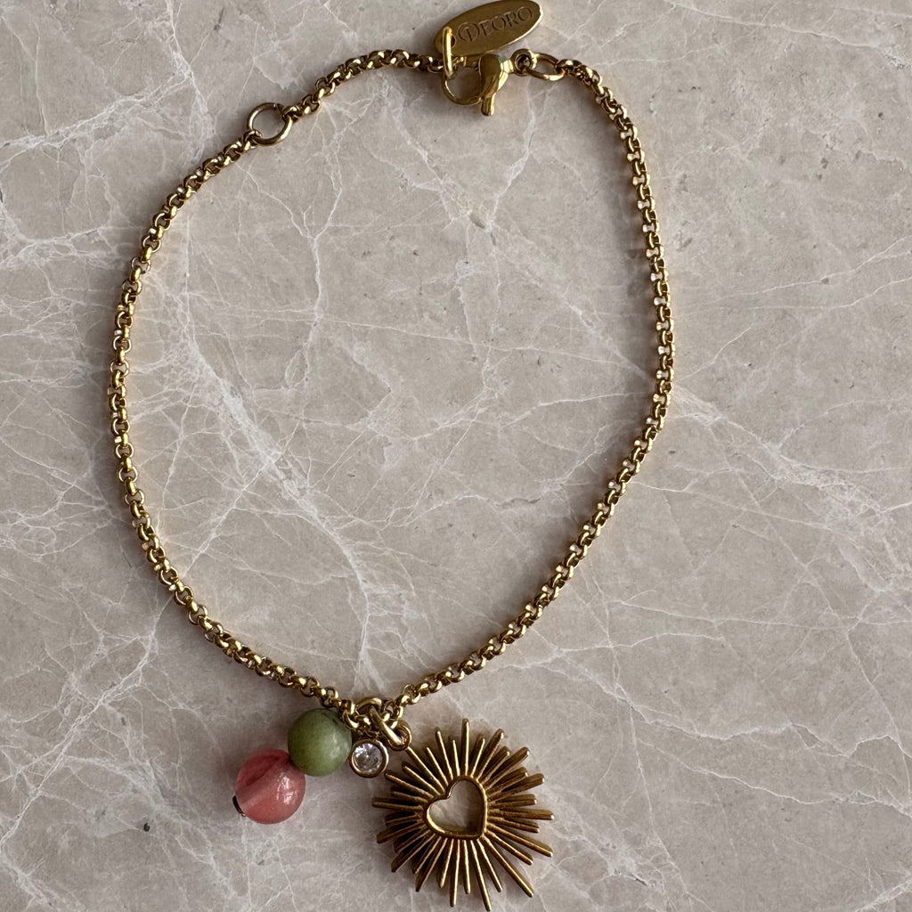 The Sunburst Heart & Gemstone Bracelet