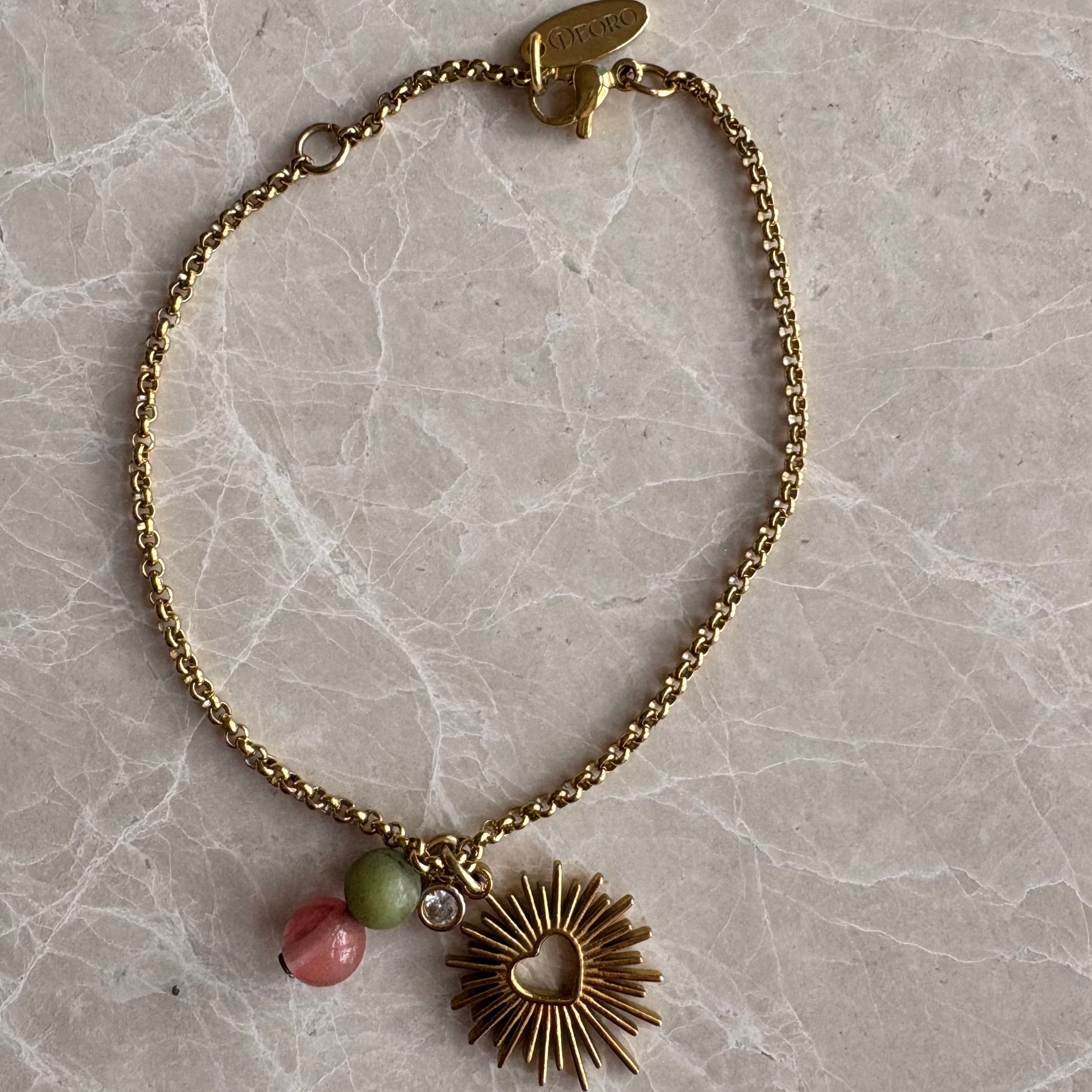 The Sunburst Heart & Gemstone Bracelet