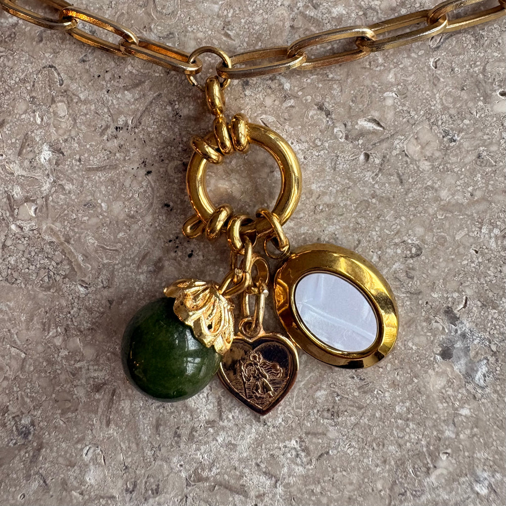 Gold Plated Link Necklace with Interchangeable Charms
