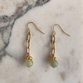 Aventurine & Gold Paperclip Chain Drop Earrings
