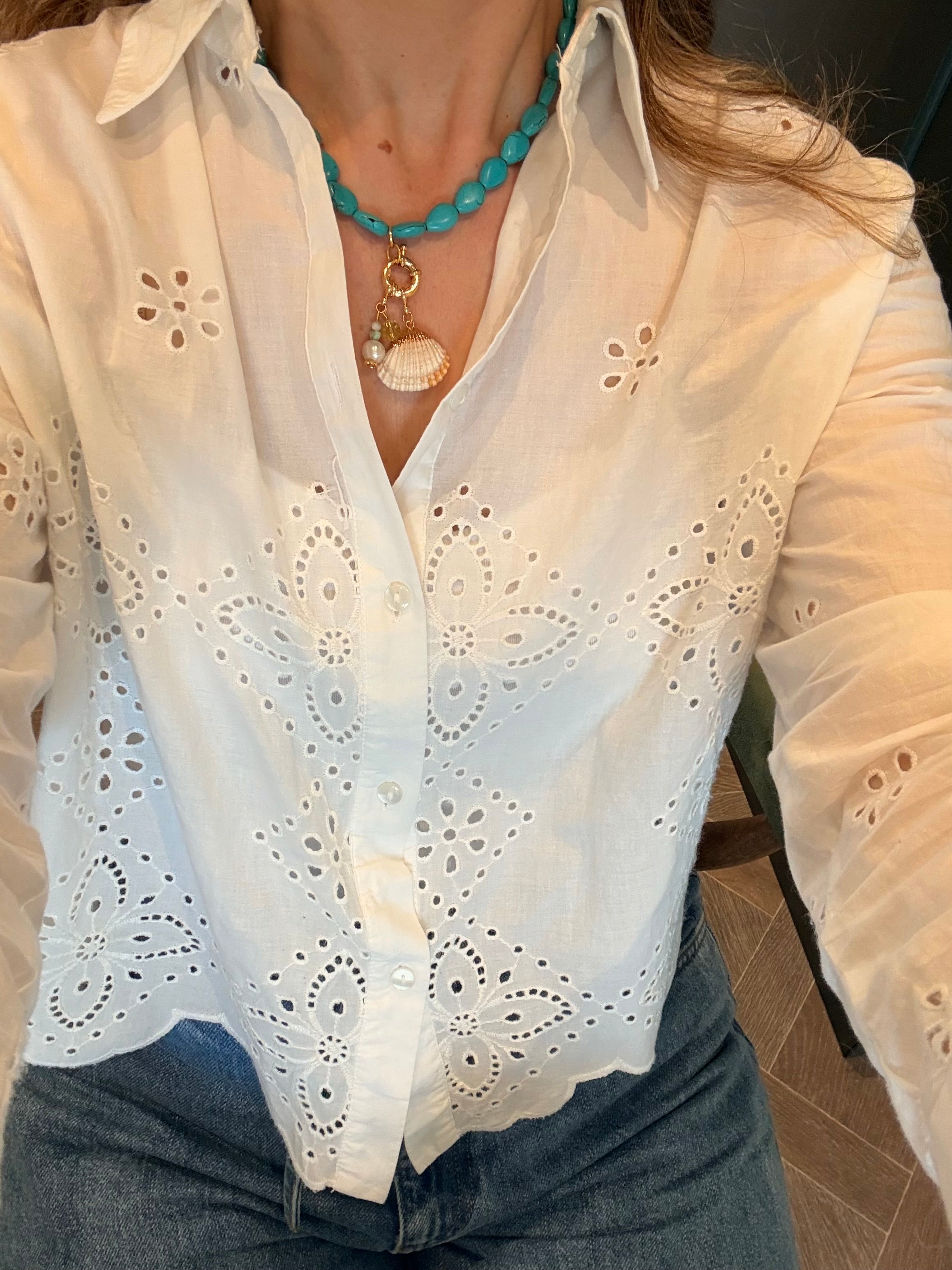 Natural Shell Turquoise Beaded Necklace