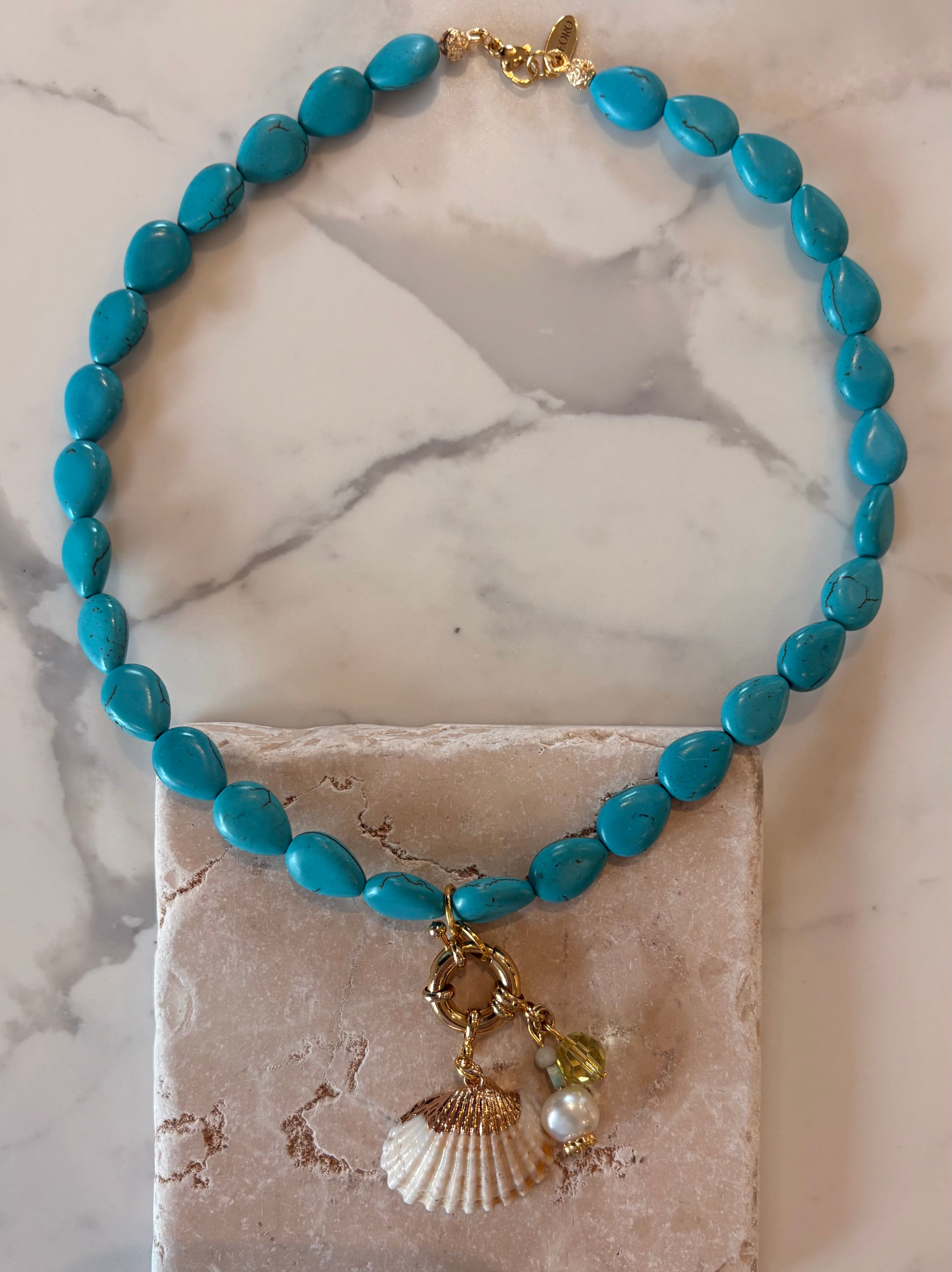 Natural Shell Turquoise Beaded Necklace