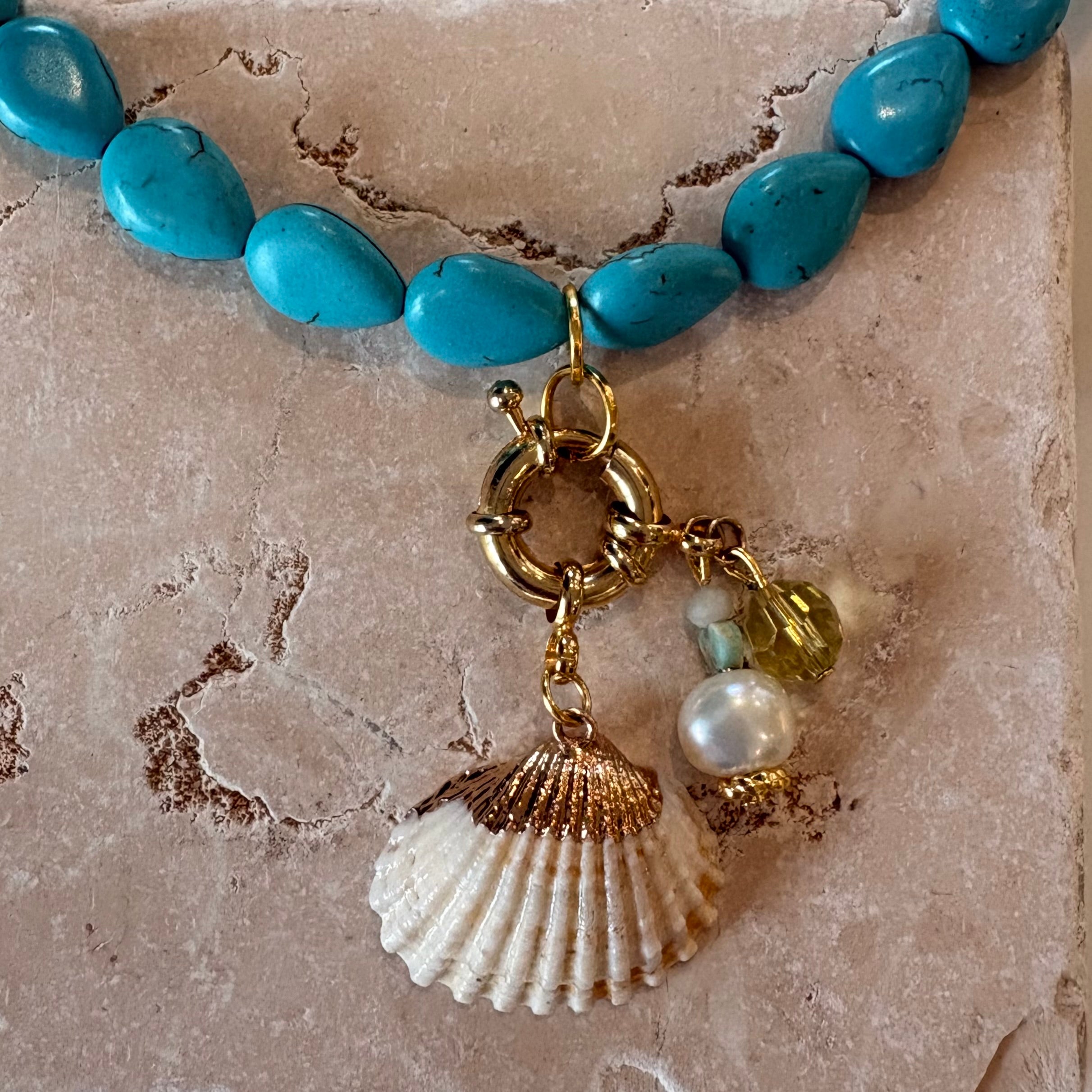 Natural Shell Turquoise Beaded Necklace