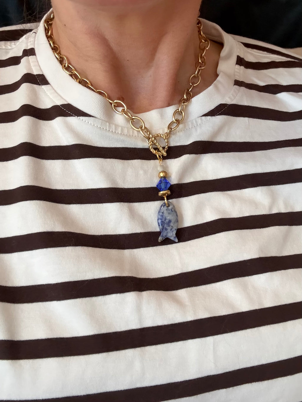 Sodalite Fish Pendant Necklace