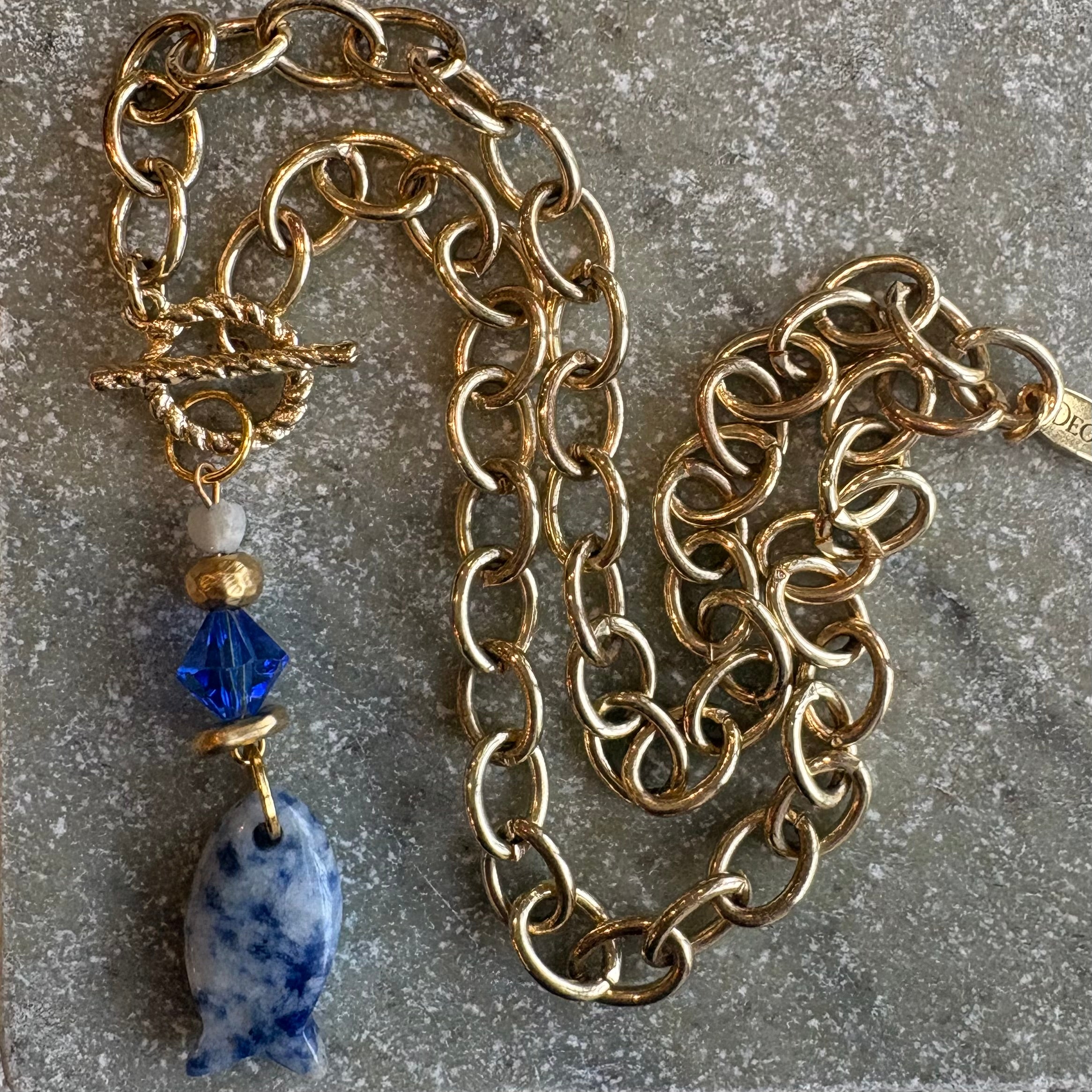 Sodalite Fish Pendant Necklace