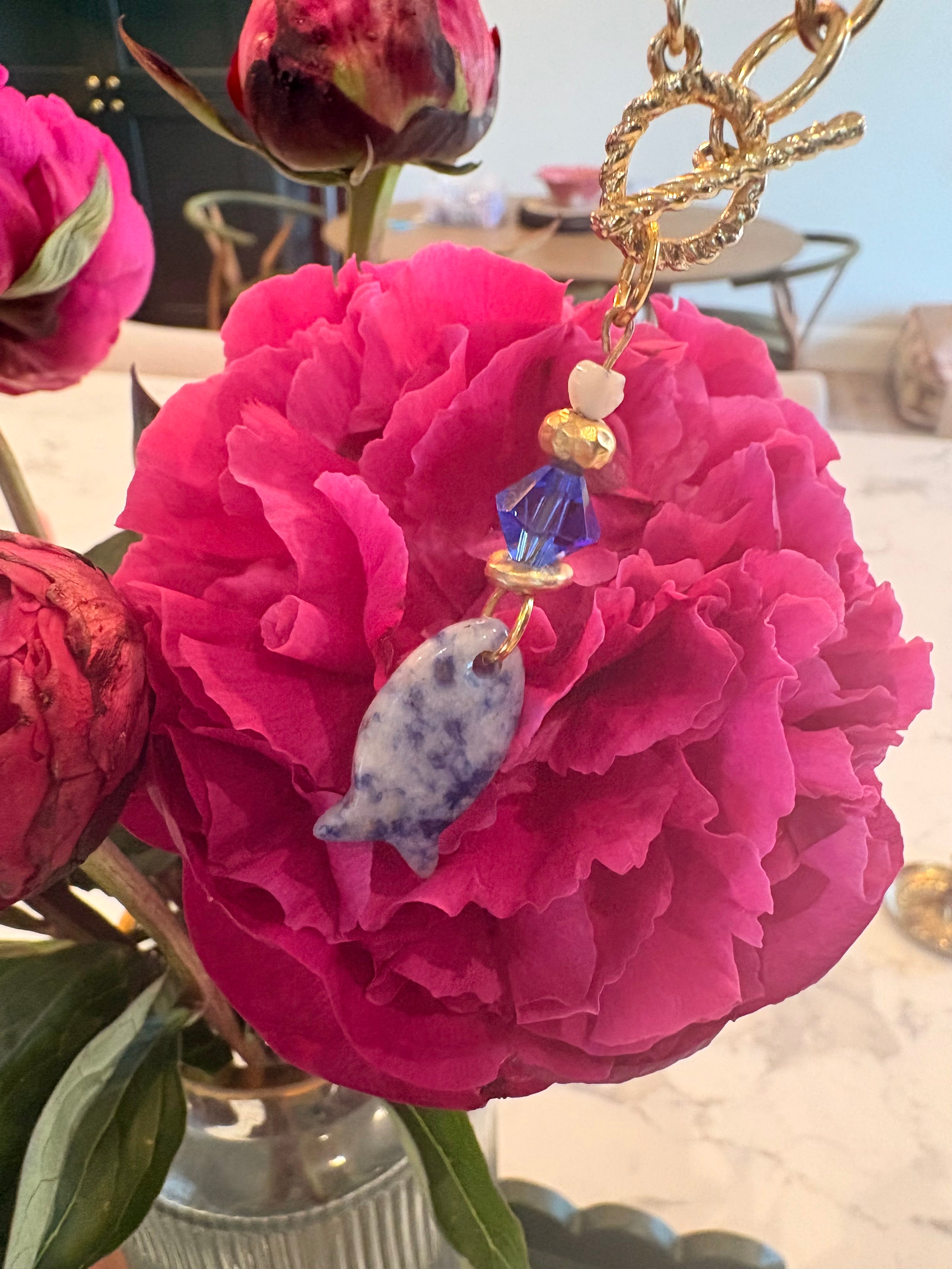 Sodalite Fish Pendant Necklace