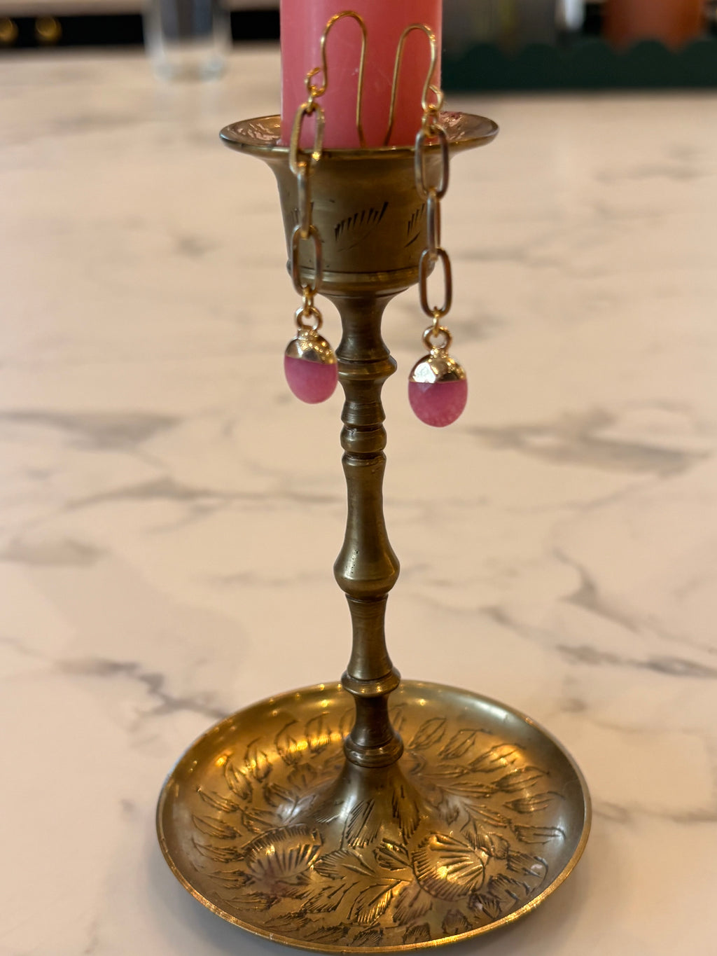 Pink Quartz Drop Earrings