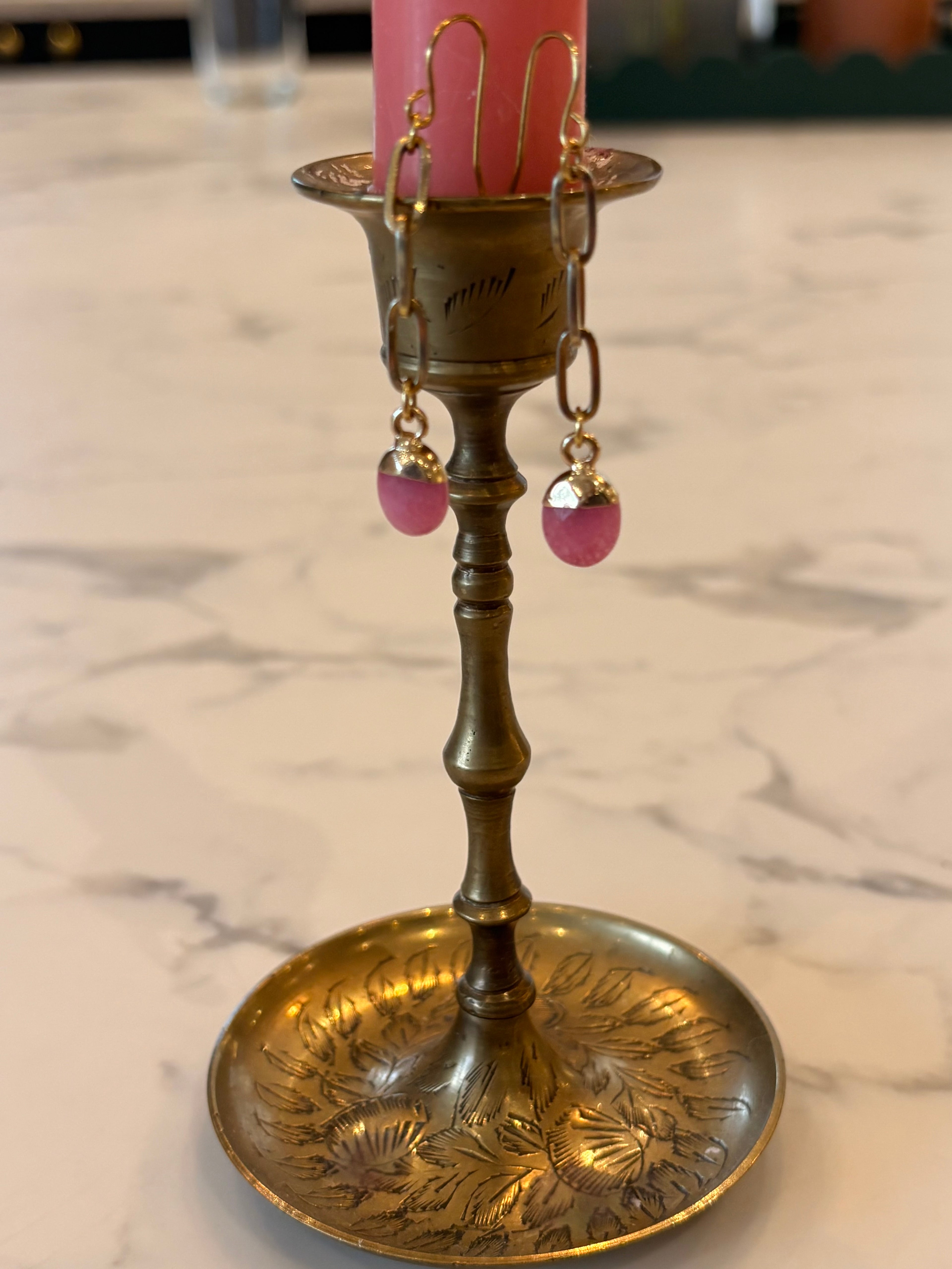 Pink Quartz Drop Earrings