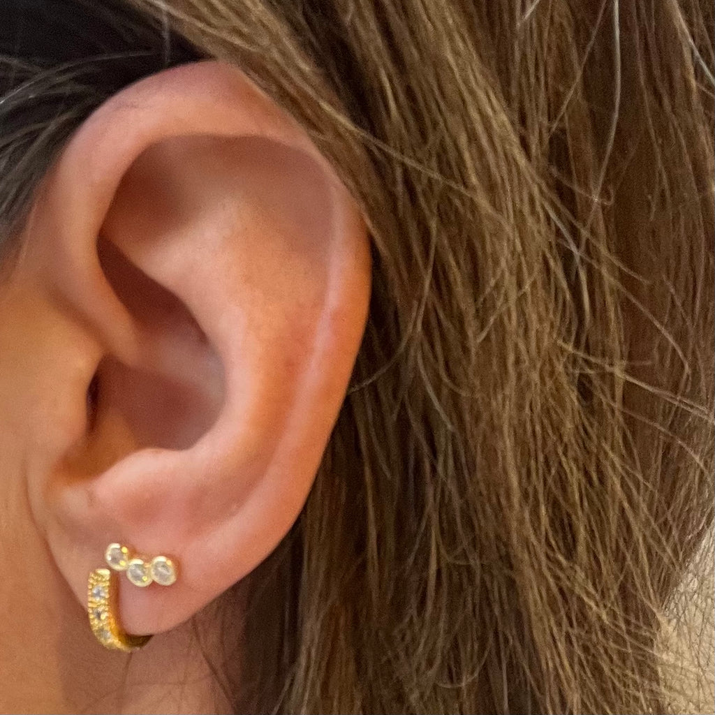 Gold Crystal Huggie Earrings