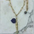Fish Charm & Cobalt Murano Heart Long Necklace