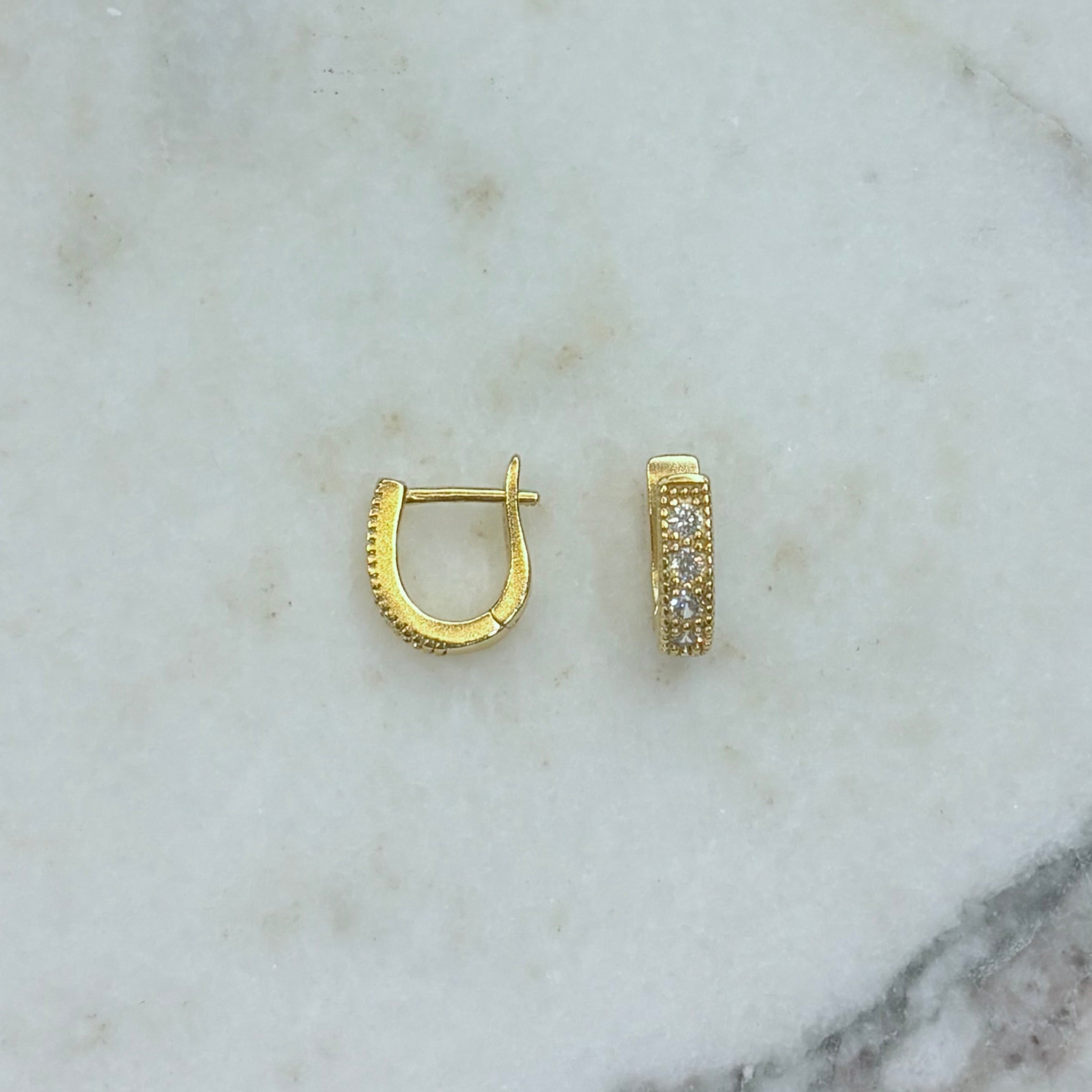 Gold Crystal Huggie Earrings