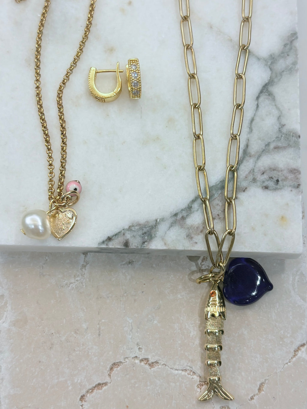 Gold Crystal Huggie Earrings