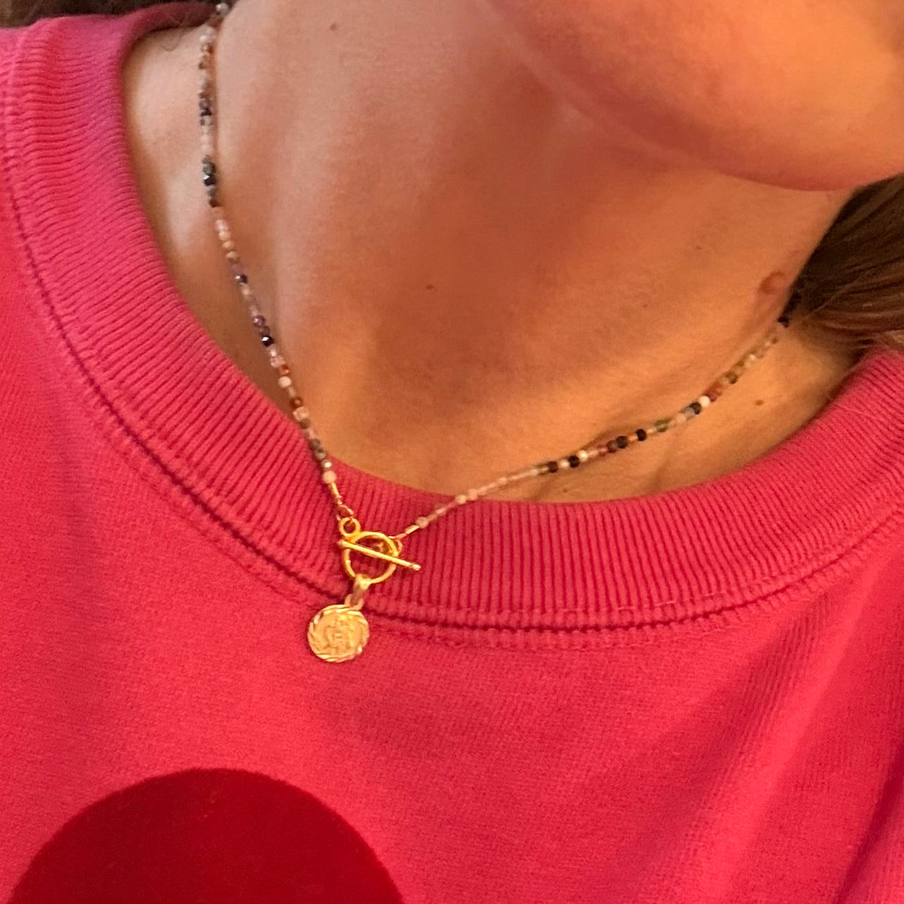 St Christopher Charm Gemstone Necklace